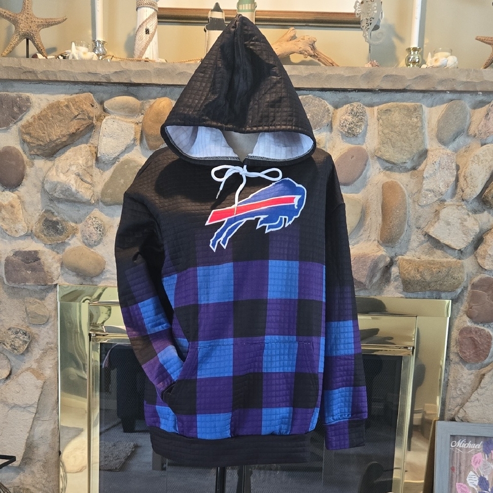 Buffalo Bills Plaid Hoodie - Black, Blue, Purple